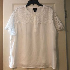 Liz Claiborne Sheer White Lace Blouse